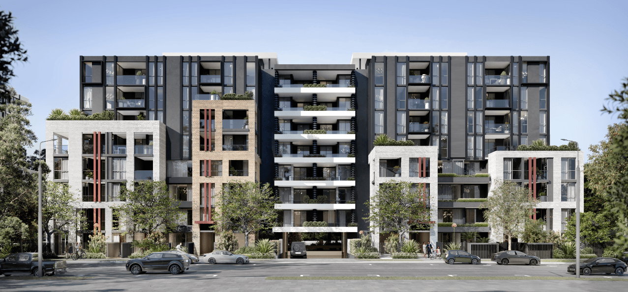 Bayou residences and landscaped facade in Wolli Creek